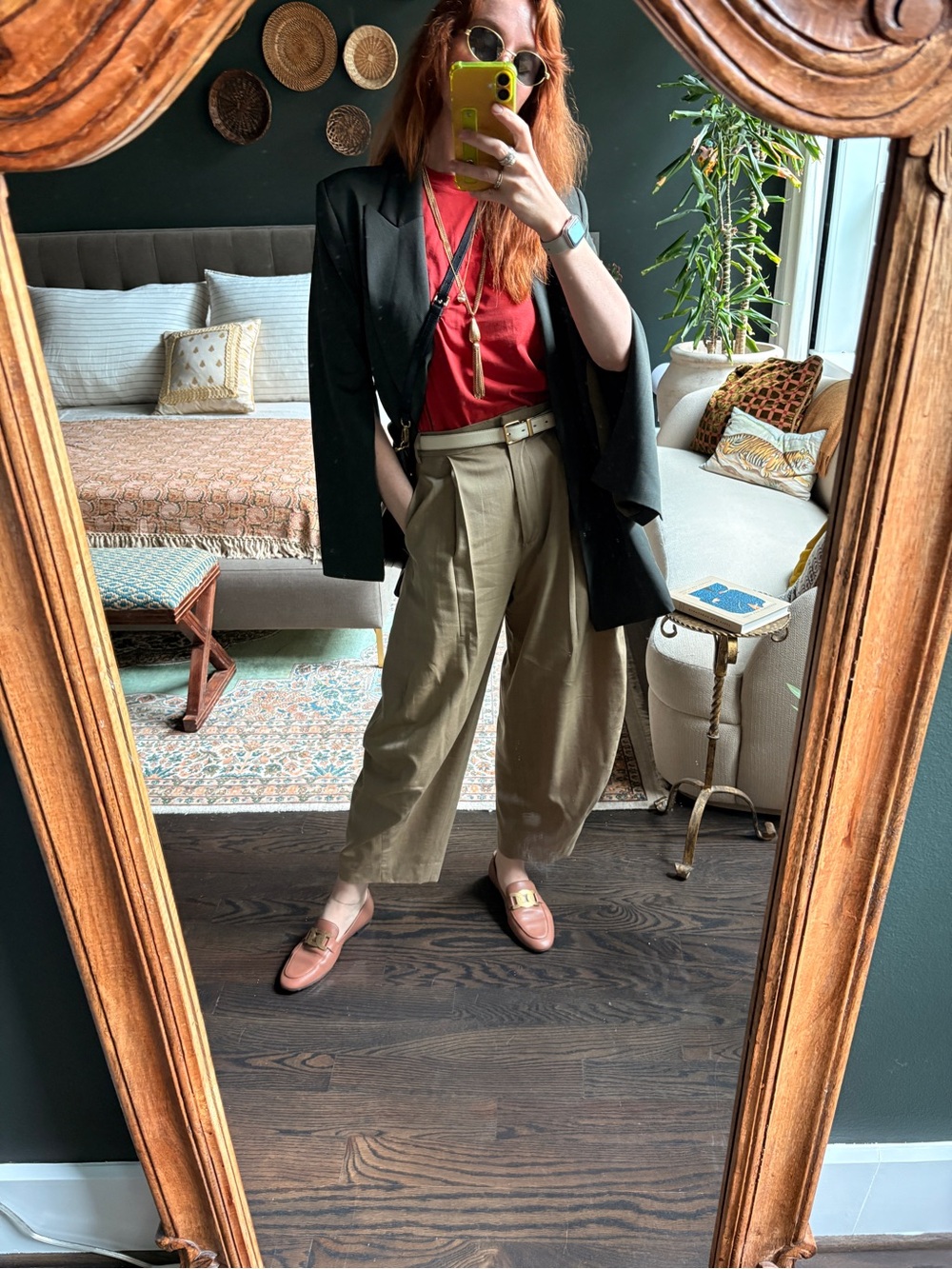 Women’s Tibi Wide-Leg Wool Pleated Pants in Khaki - Picture 3 of 12